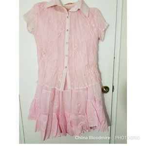 Pink Sequin Shirt and Skirt